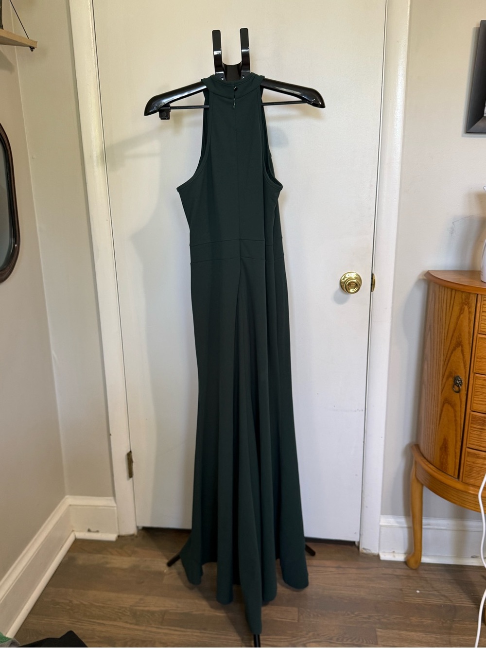 Sleeveless High-Neck Dark Green Maxi Dress